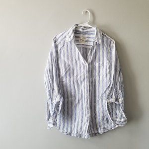 Style & Co Blue and White Striped Women's Blouse, Size L